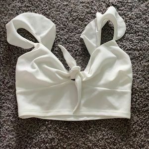 White bow crop top